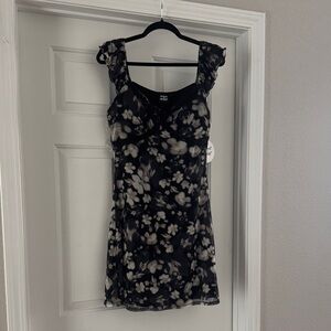 Floral Black and White Dress